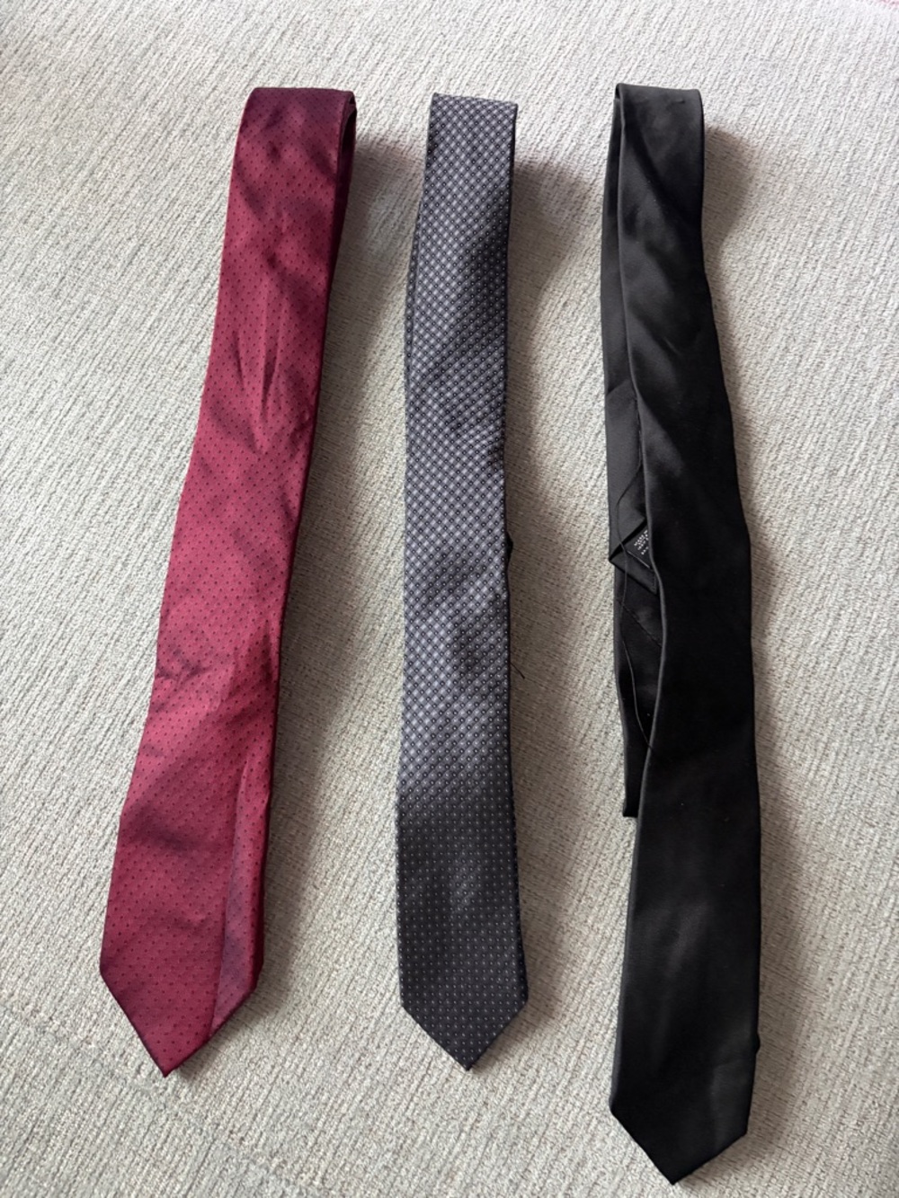Express Men's Burgundy, Gray, and Black Silk Neckties Classic Formal Ties